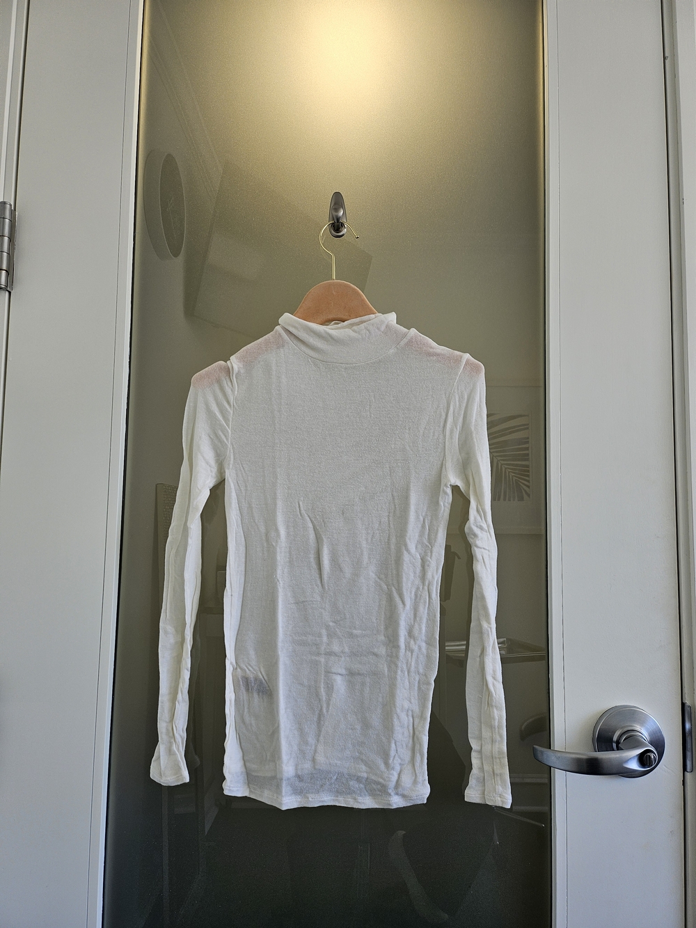 White Sheer Long-Sleeve Turtleneck Top